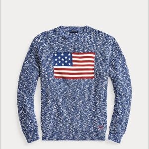 Ralph Lauren American Flag Marled Cotton Knit Sweater